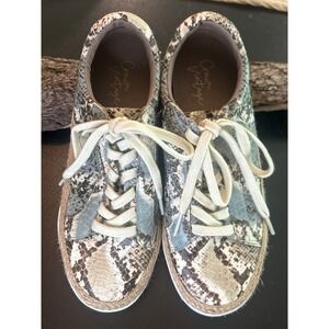 Crown Vintage Snakeskin Sneakers‎ Espadrille Platform Casual Shoes Women's